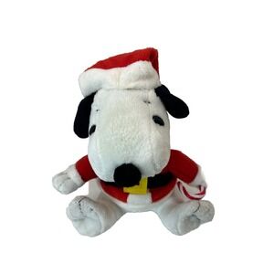 Peanuts Snoopy Santa Outfit Candy Cane Animated Musical Plush Doll Theme Song 9"